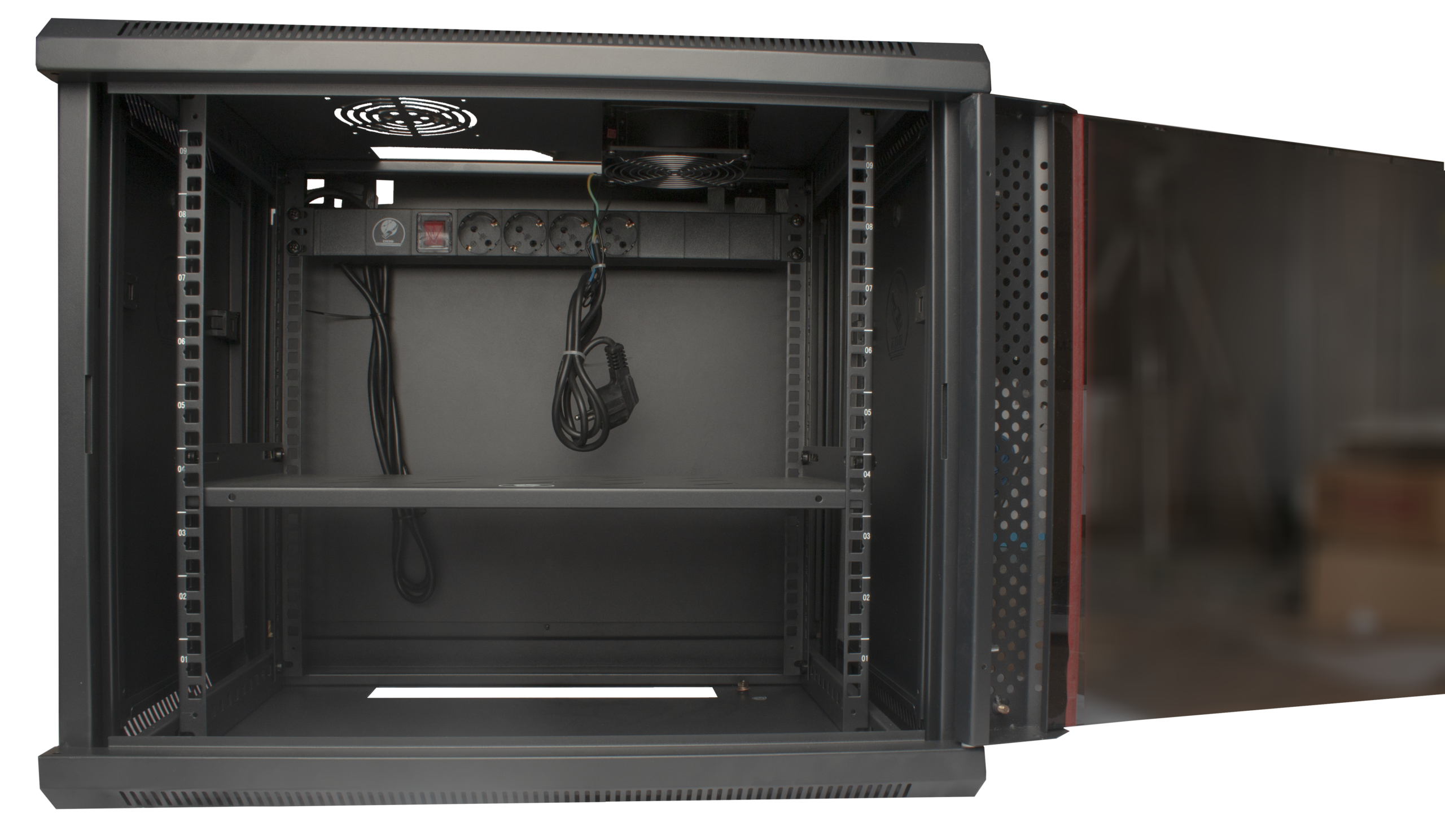 DDS / DNC-12U645WM / Rack 12U Wall Mount 60*45 ( PDU6 + FAN + Shelf ) - Image 2