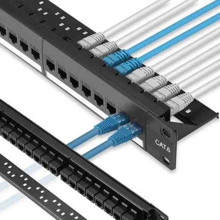 DDS / DPP-24MC6A / 24 Port Cat6A Feed Through Unloaded Patch Panel With 24 inline Module Cat6A